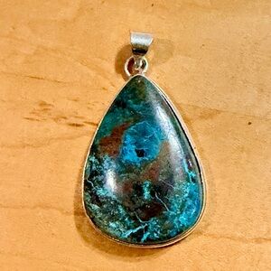 Elegant Chrysocolla Teardrop Pendant Necklace